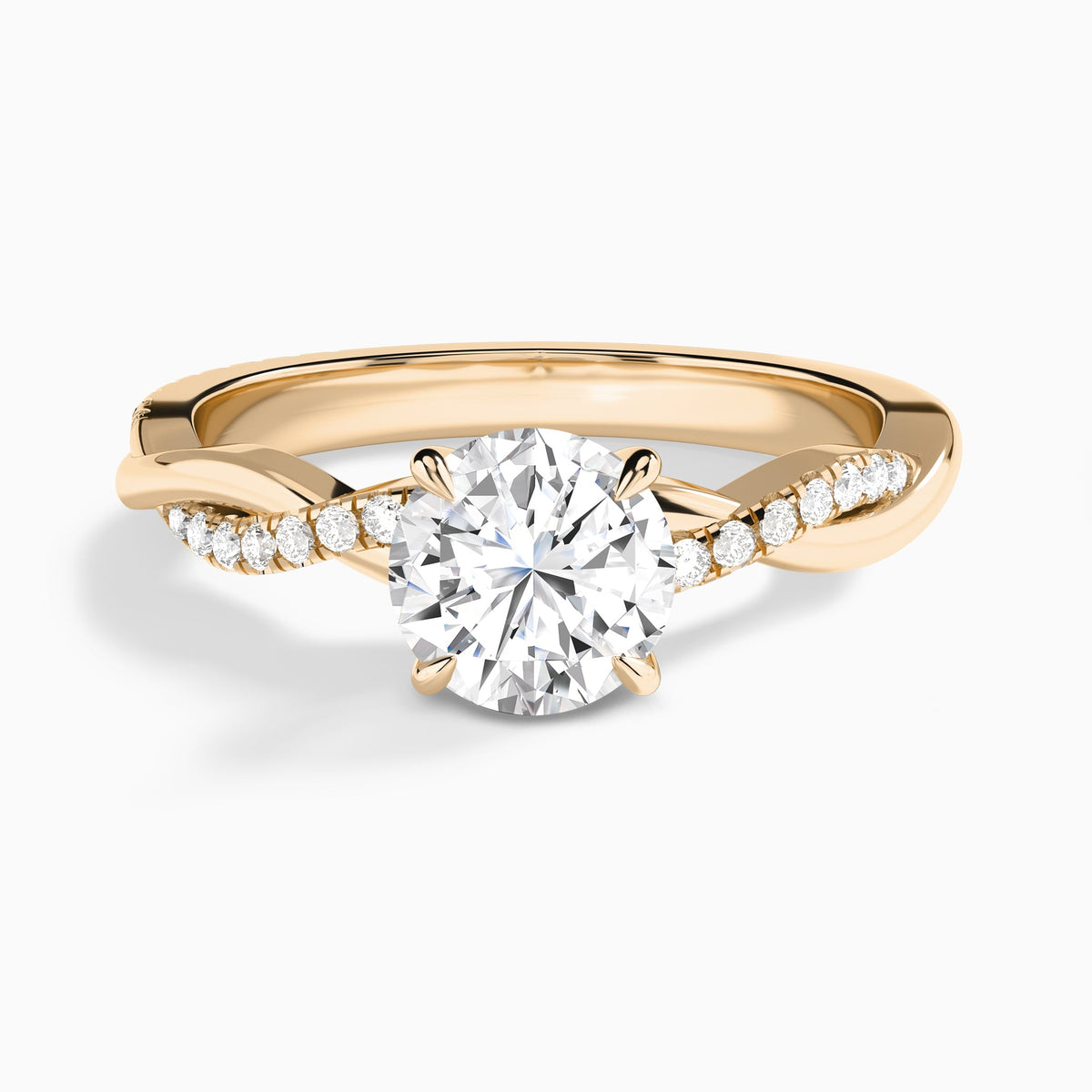 Round Accented Twisted Vine Lab Diamond Engagement Ring In 14K Rose Gold - Lucenjuri