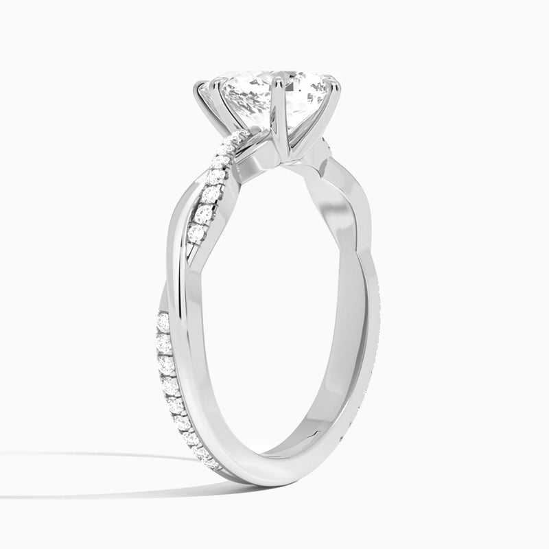 Pear Accented Twisted Vine Lab Diamond Engagement Ring In 14K White Gold, Angle View