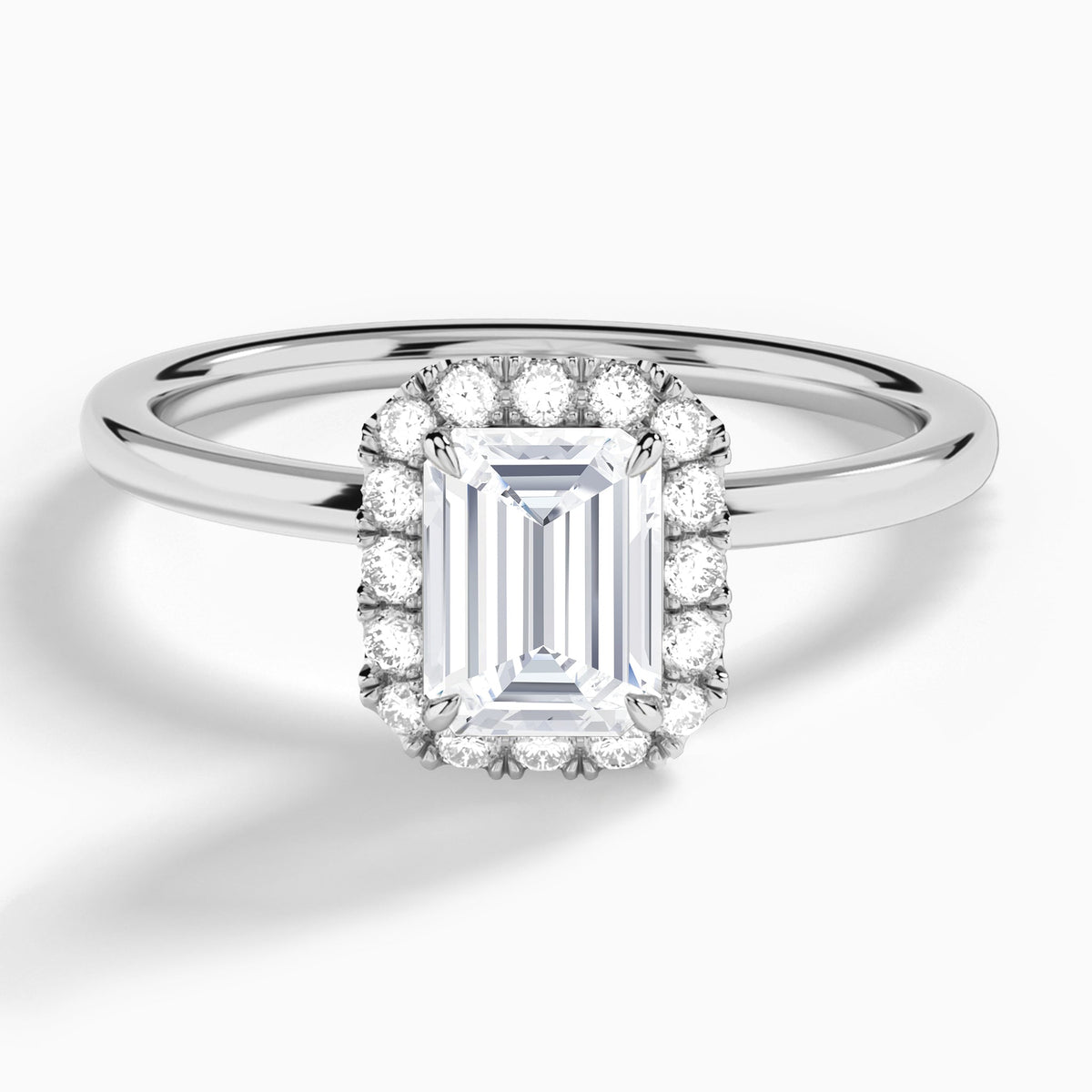 Emerald Calantha Halo Lab Grown Diamond Engagement Ring In Platinum - Lucenjuri