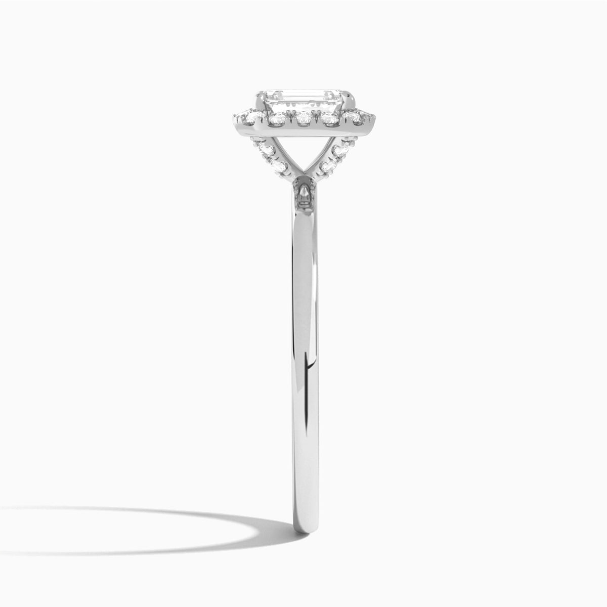 Emerald Calantha Halo Lab Grown Diamond Engagement Ring In Platinum, Side View