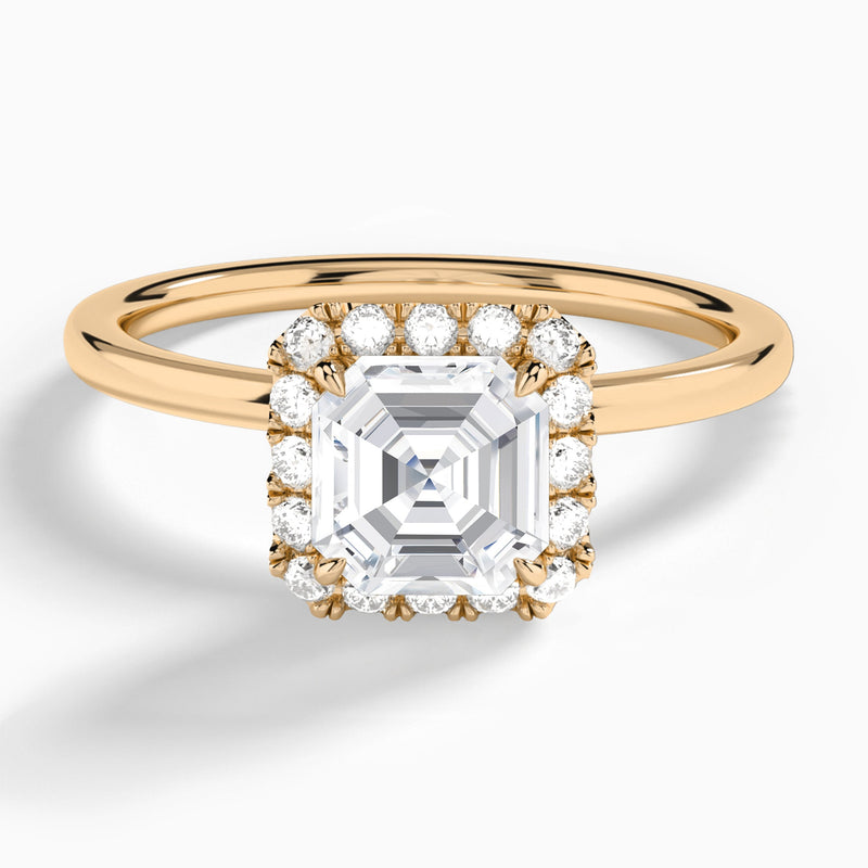 Asscher Calantha Halo Lab Grown Diamond Engagement Ring In 14K Rose Gold - Lucenjuri