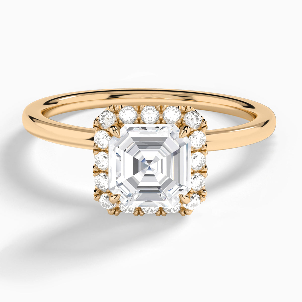Asscher Calantha Halo Lab Grown Diamond Engagement Ring In 14K Rose Gold - Lucenjuri