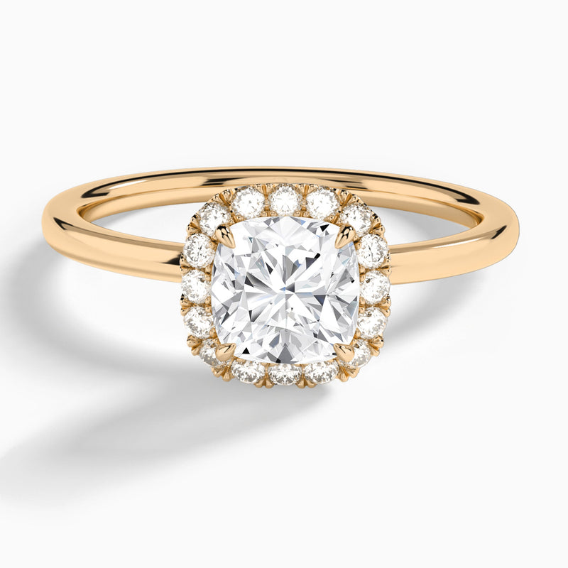 Cushion Calantha Halo Lab Grown Diamond Engagement Ring In 14K Rose Gold - Lucenjuri