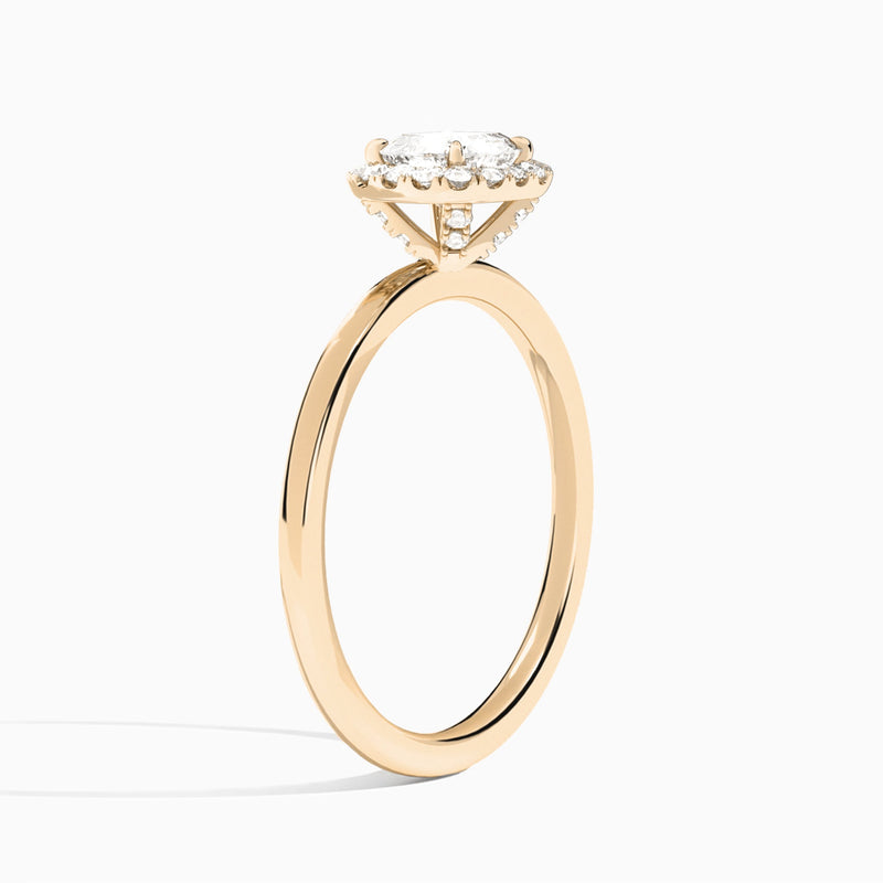 Cushion Calantha Halo Lab Grown Diamond Engagement Ring In 14K Rose Gold, Angle View