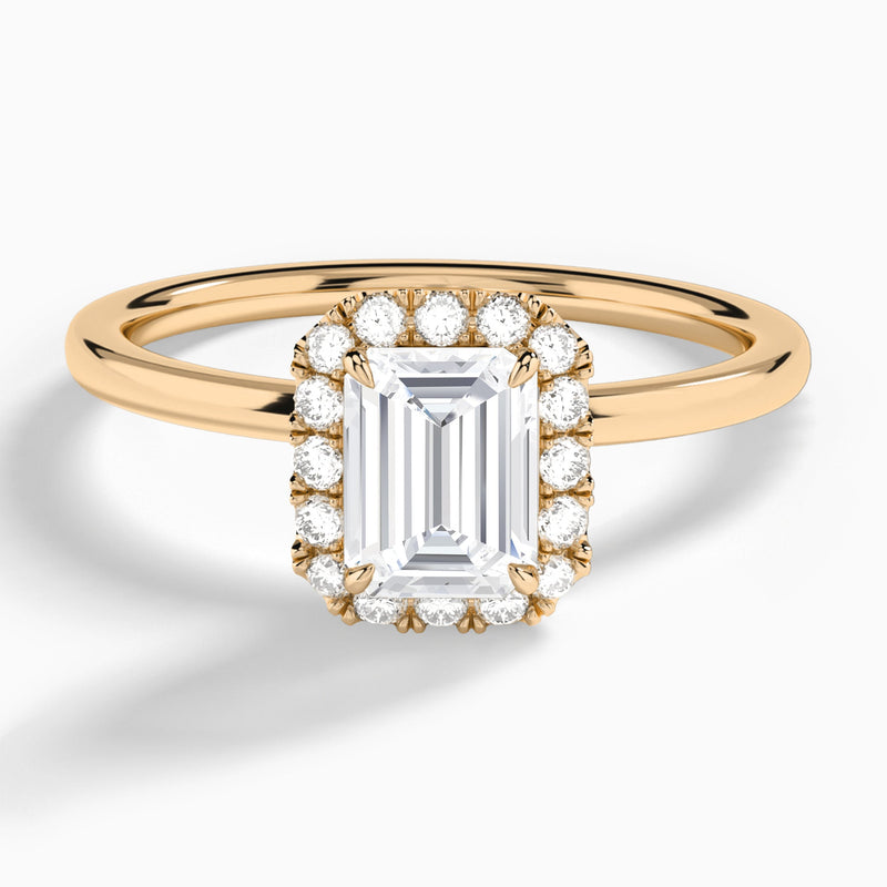 Emerald Calantha Halo Lab Grown Diamond Engagement Ring In 14K Rose Gold - Lucenjuri