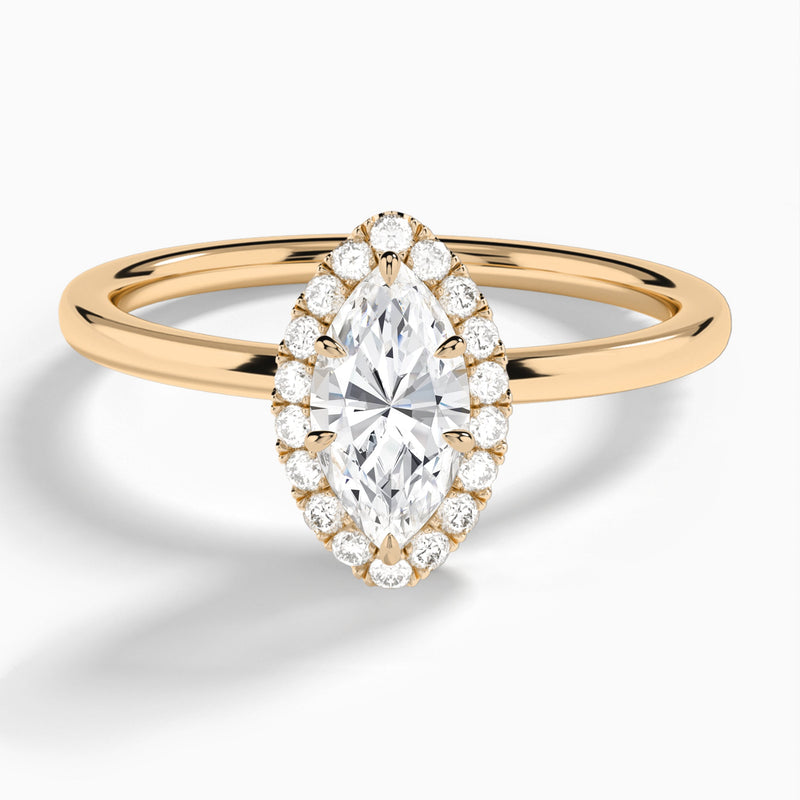 Marquise Calantha Halo Lab Grown Diamond Engagement Ring In 14K Rose Gold - Lucenjuri