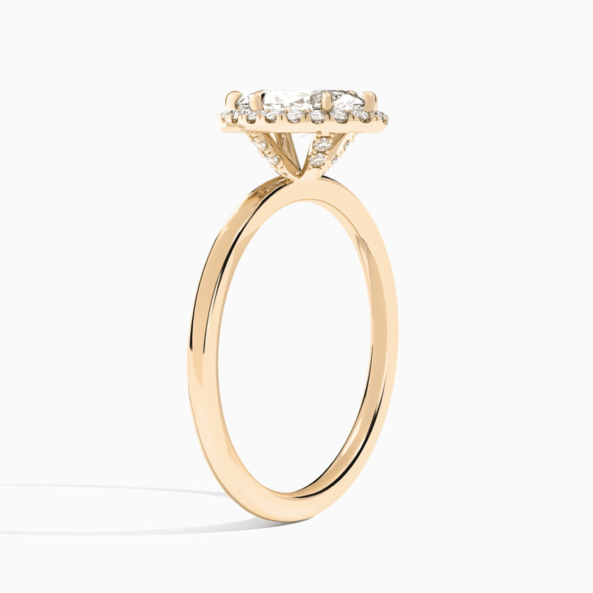 Marquise Calantha Halo Lab Grown Diamond Engagement Ring In 14K Rose Gold, Angle View