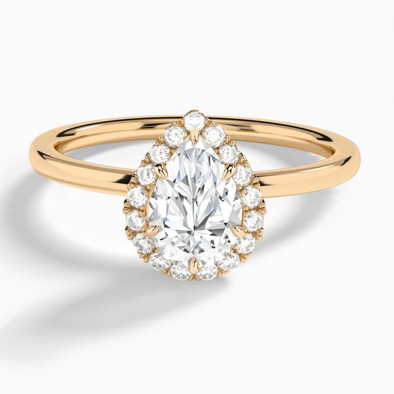 Pear Calantha Halo Lab Grown Diamond Engagement Ring In 14K Rose Gold - Lucenjuri