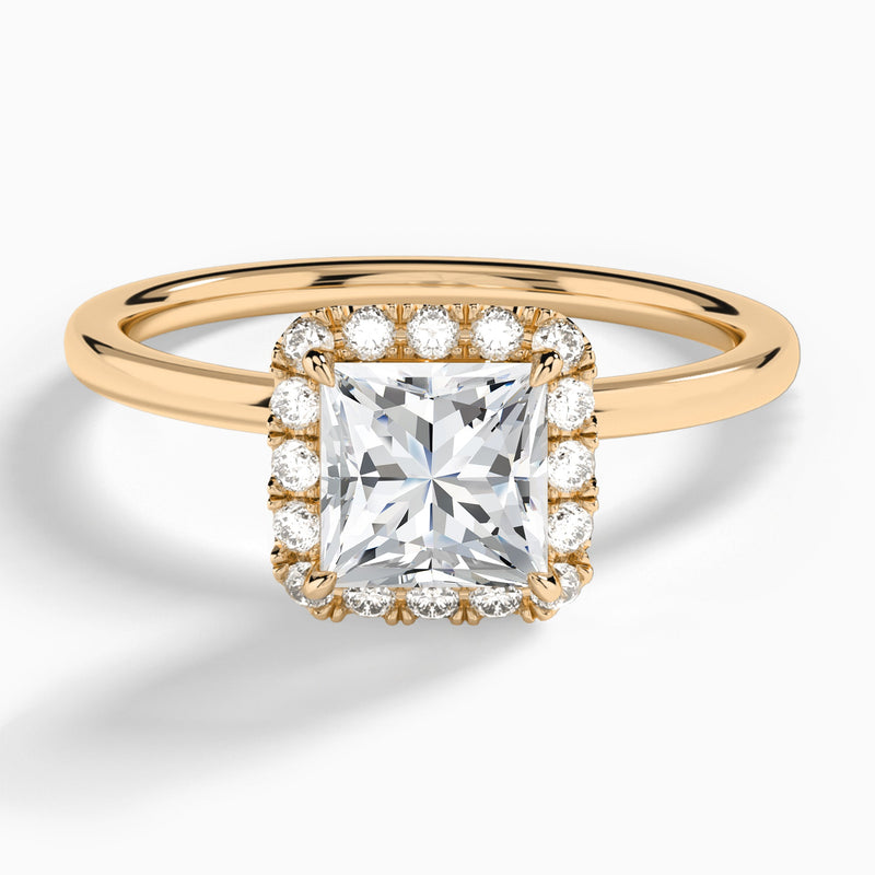 Princess Calantha Halo Lab Grown Diamond Engagement Ring In 14K Rose Gold - Lucenjuri