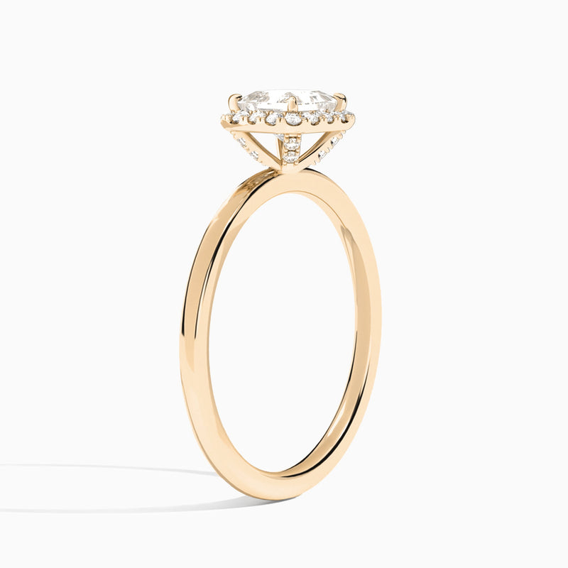 Princess Calantha Halo Lab Grown Diamond Engagement Ring In 14K Rose Gold, Angle View