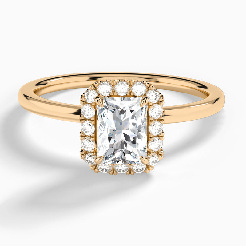 Radiant Calantha Halo Lab Grown Diamond Engagement Ring In 14K Rose Gold - Lucenjuri