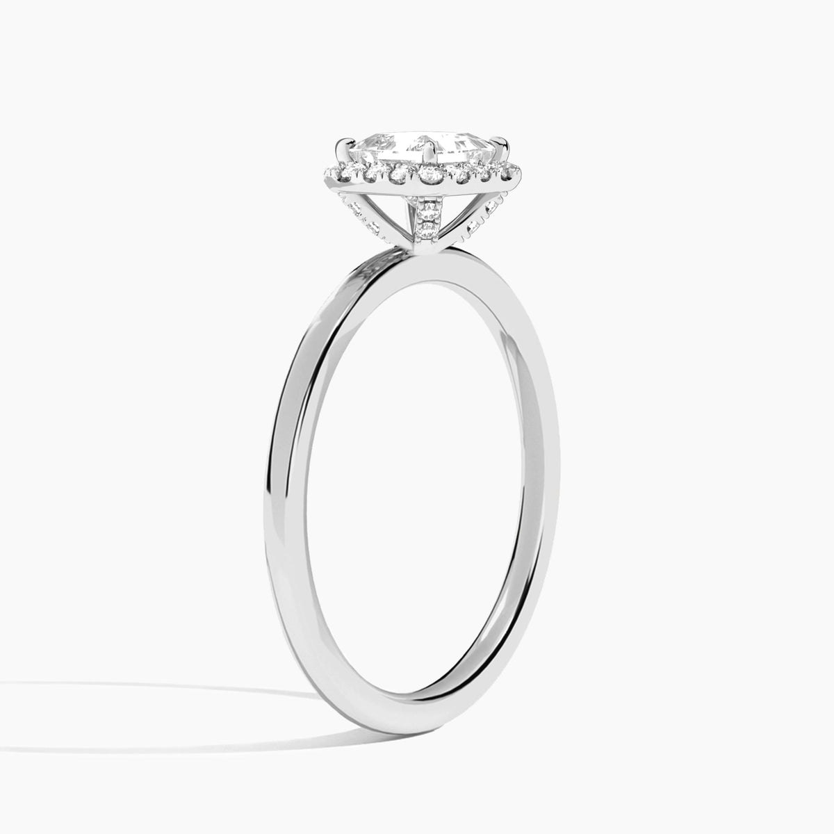 Princess Calantha Halo Lab Grown Diamond Engagement Ring In 18K White Gold, Angle View