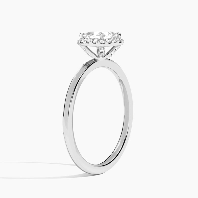 Princess Calantha Halo Lab Grown Diamond Engagement Ring In 14K White Gold, Angle View