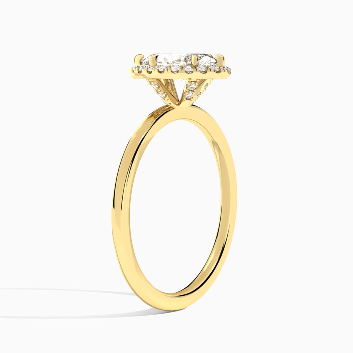 Marquise Calantha Halo Lab Diamond Engagement Ring In 14K Yellow Gold, Angle View