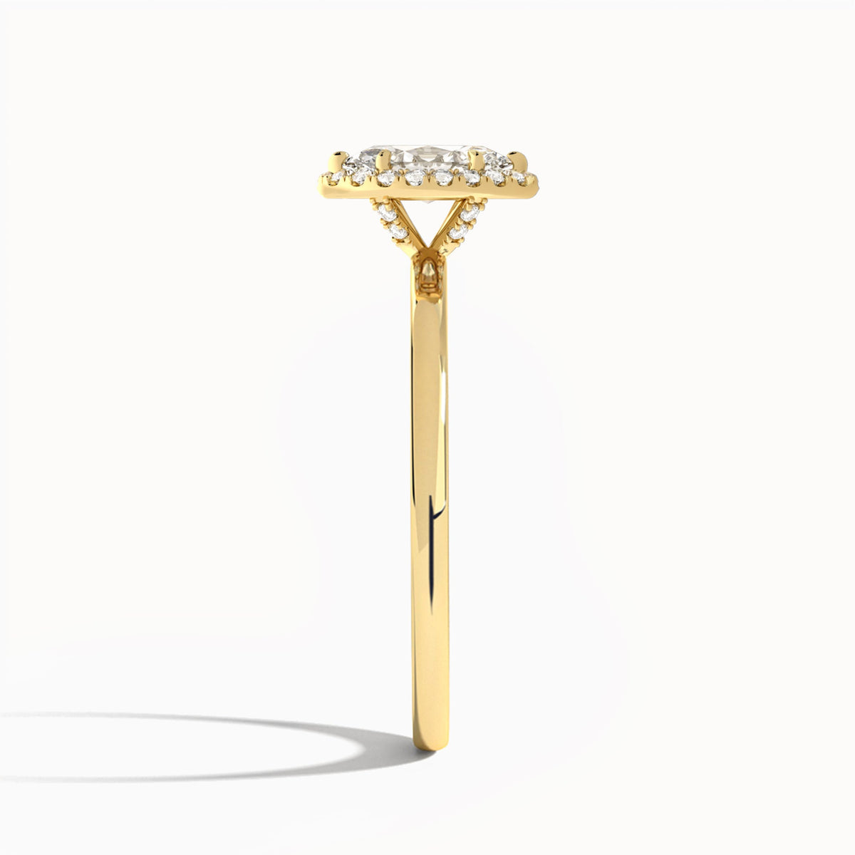 Marquise Calantha Halo Lab Diamond Engagement Ring In 18K Yellow Gold, Side View