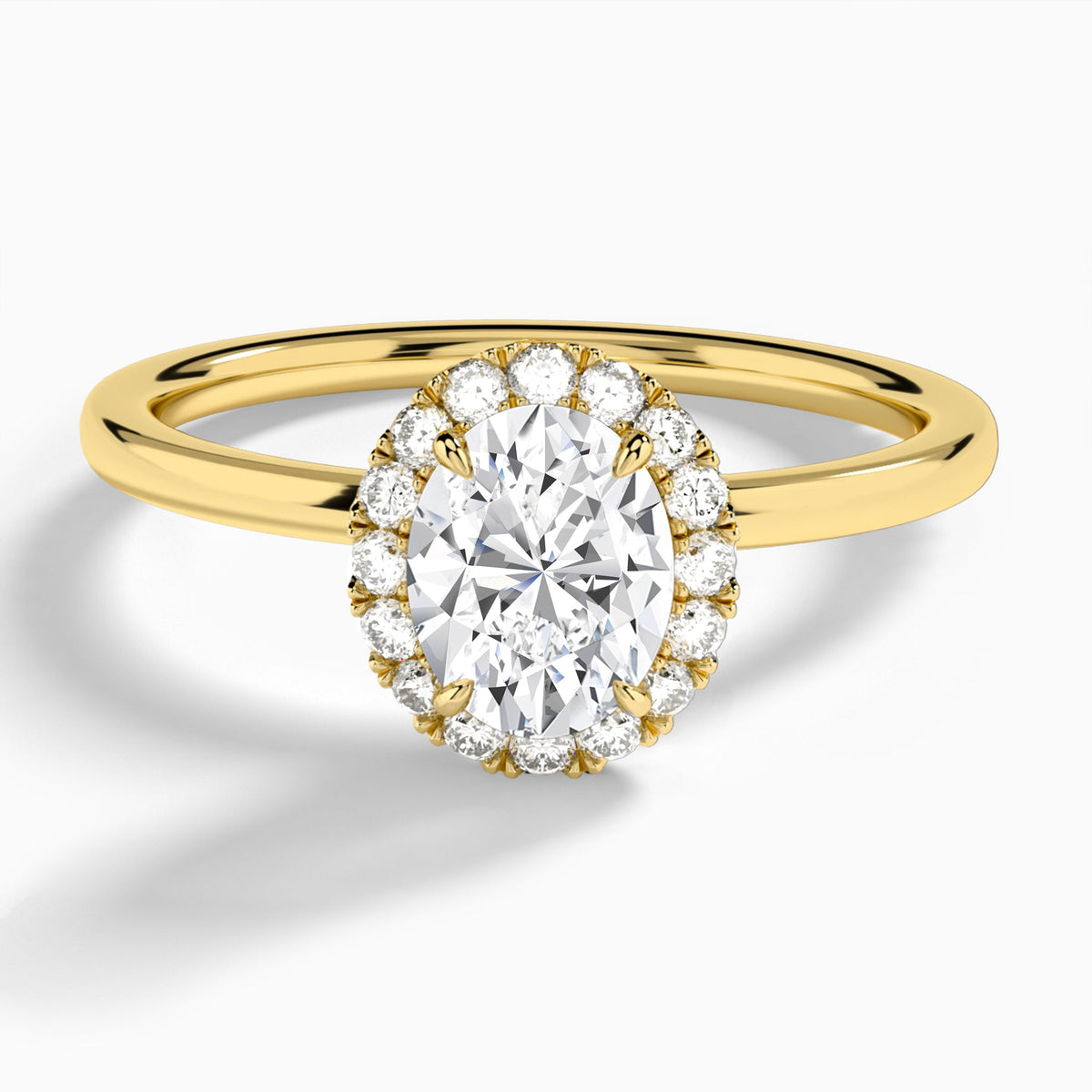 Oval Calantha Halo Lab Diamond Engagement Ring In 18K Yellow Gold - Lucenjuri