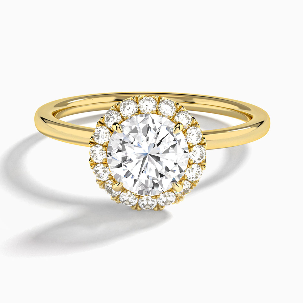 Round Calantha Halo Lab Diamond Engagement Ring In 18K Yellow Gold - Lucenjuri