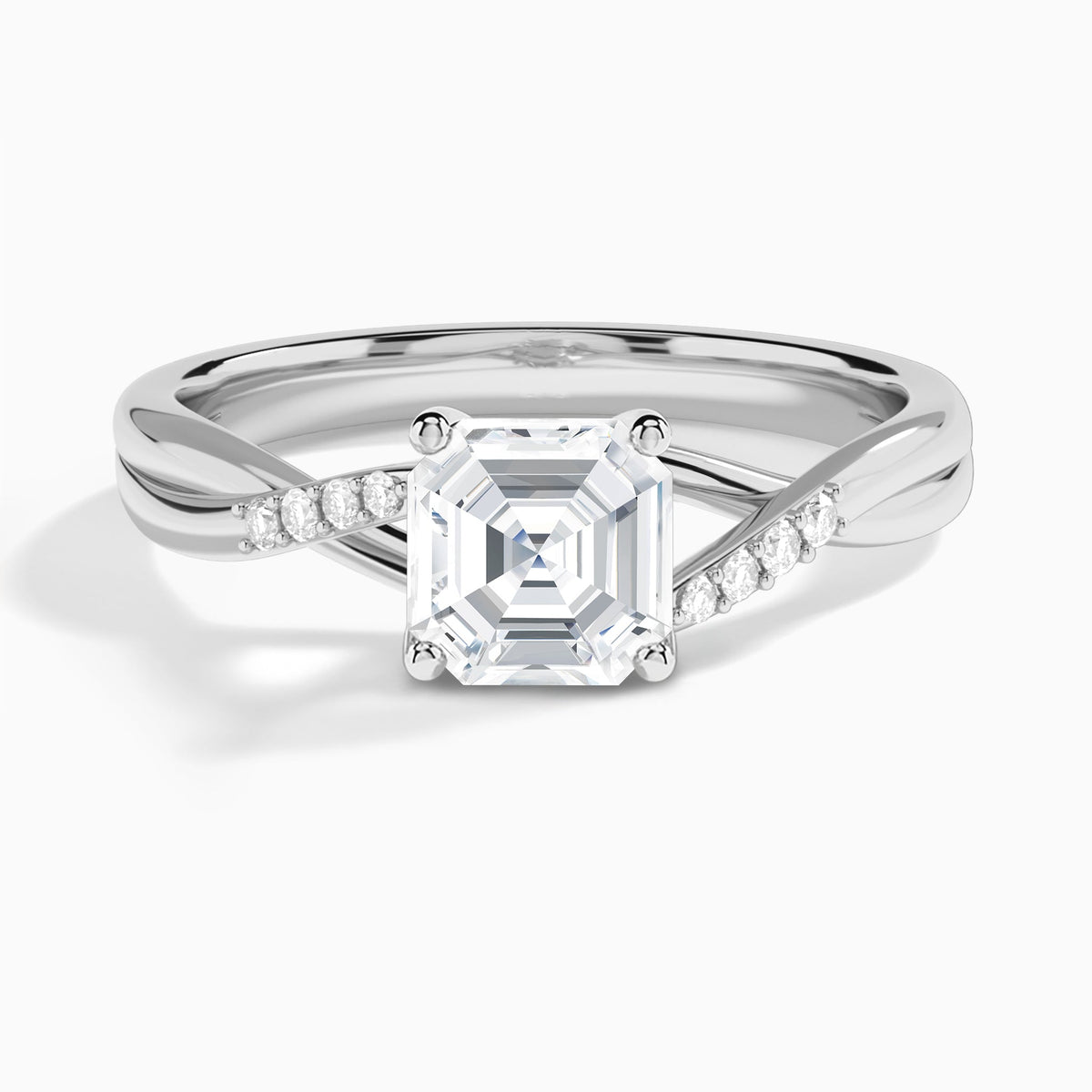 Asscher Cordelia Lab Grown Diamond Engagement Ring In Platinum - Lucenjuri