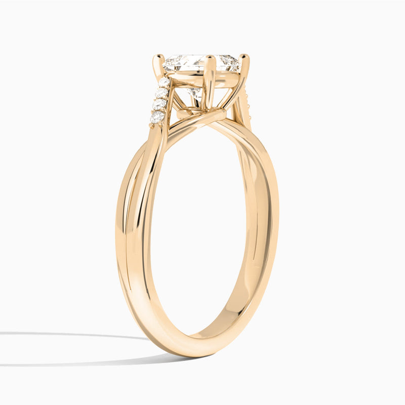 Asscher Cordelia Lab Grown Diamond Engagement Ring In 14K Rose Gold, Angle View
