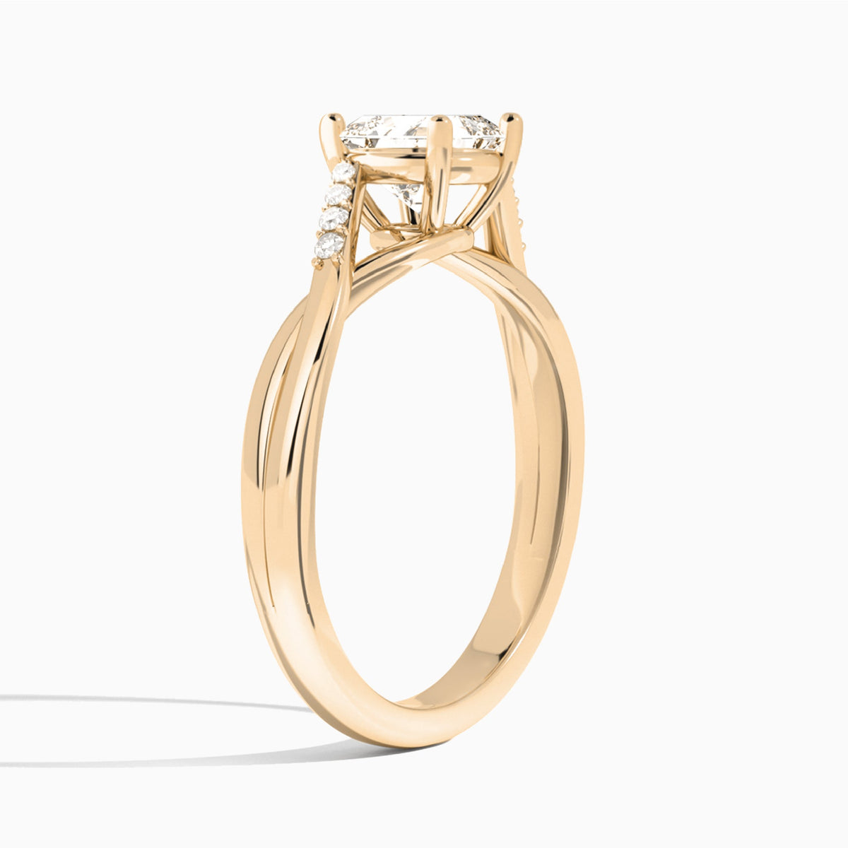 Asscher Cordelia Lab Grown Diamond Engagement Ring In 14K Rose Gold, Angle View