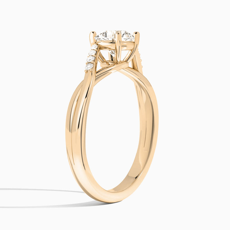 Cushion Cordelia Lab Grown Diamond Engagement Ring In 14K Rose Gold, Angle View