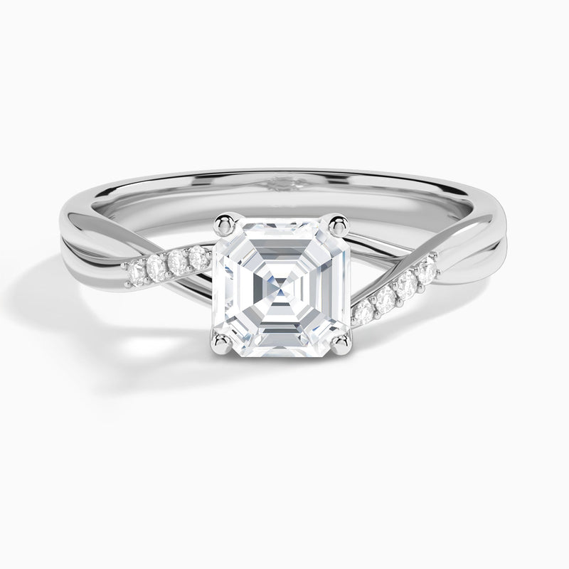 Asscher Cordelia Lab Grown Diamond Engagement Ring In 18K White Gold - Lucenjuri