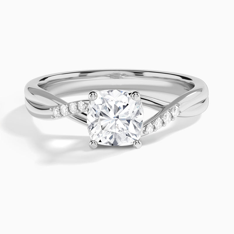 Cushion Cordelia Lab Grown Diamond Engagement Ring In 18K White Gold - Lucenjuri
