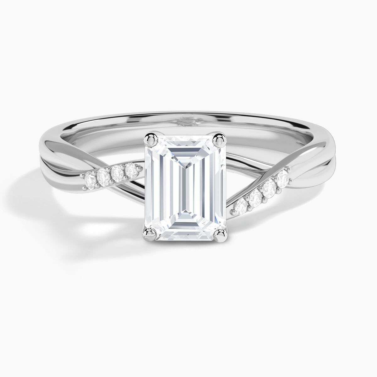 Emerald Cordelia Lab Grown Diamond Engagement Ring In 14K White Gold - Lucenjuri