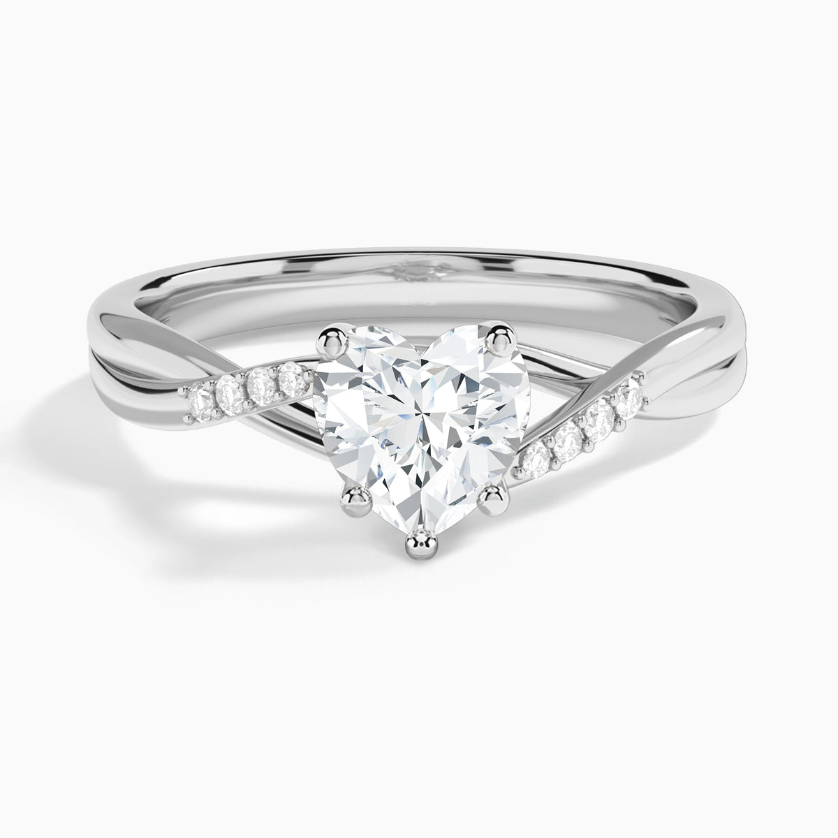 Heart Cordelia Lab Grown Diamond Engagement Ring In 18K White Gold - Lucenjuri