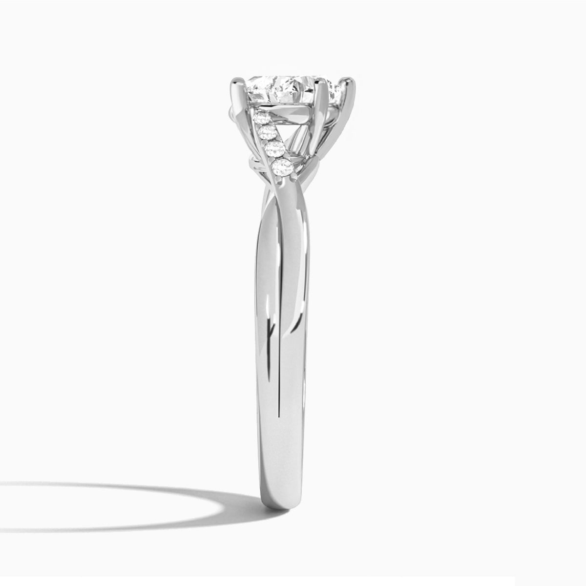Heart Cordelia Lab Grown Diamond Engagement Ring In 18K White Gold, Side View