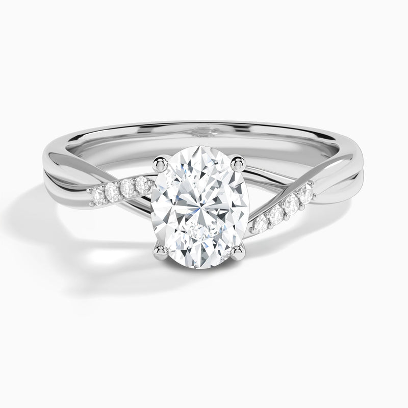Oval Cordelia Lab Grown Diamond Engagement Ring In 14K White Gold - Lucenjuri