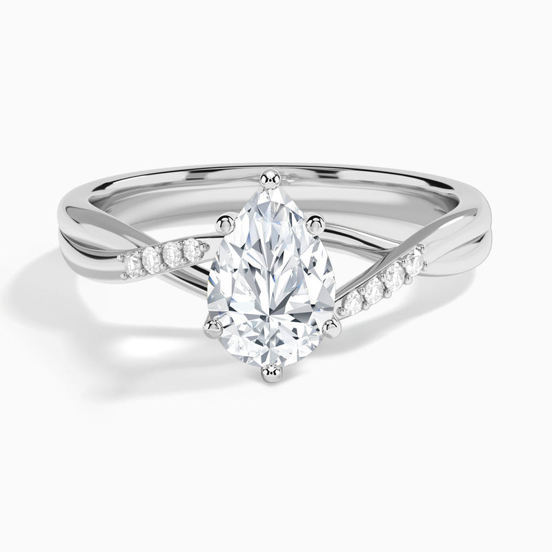 Pear Cordelia Lab Grown Diamond Engagement Ring In 14K White Gold - Lucenjuri
