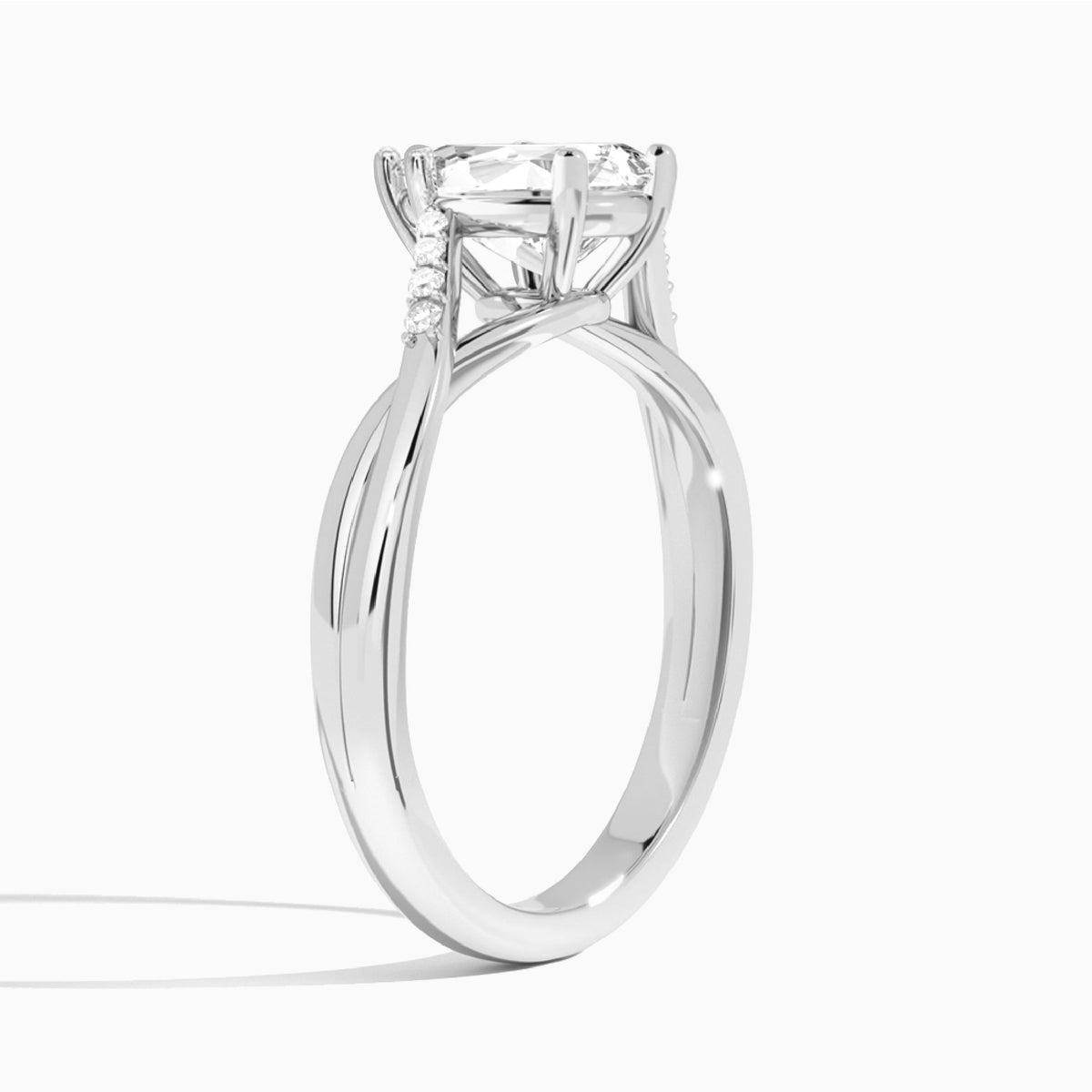 Pear Cordelia Lab Grown Diamond Engagement Ring In 14K White Gold, Angle View