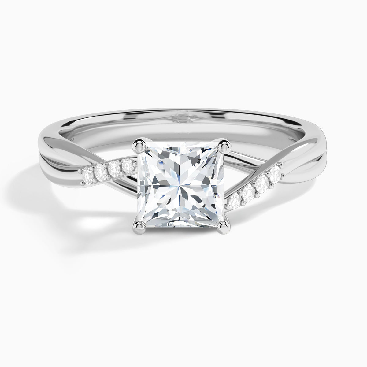 Princess Cordelia Lab Grown Diamond Engagement Ring In 18K White Gold - Lucenjuri