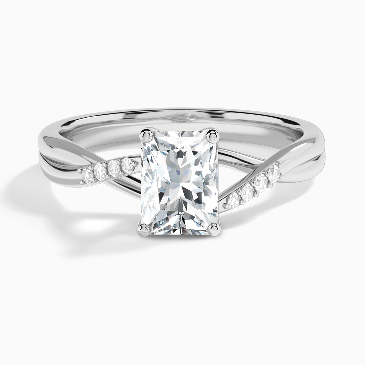Radiant Cordelia Lab Grown Diamond Engagement Ring In 14K White Gold - Lucenjuri