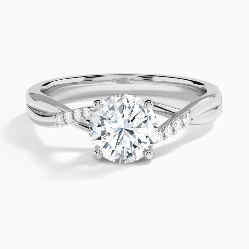 Round Cordelia Lab Grown Diamond Engagement Ring In 14K White Gold - Lucenjuri