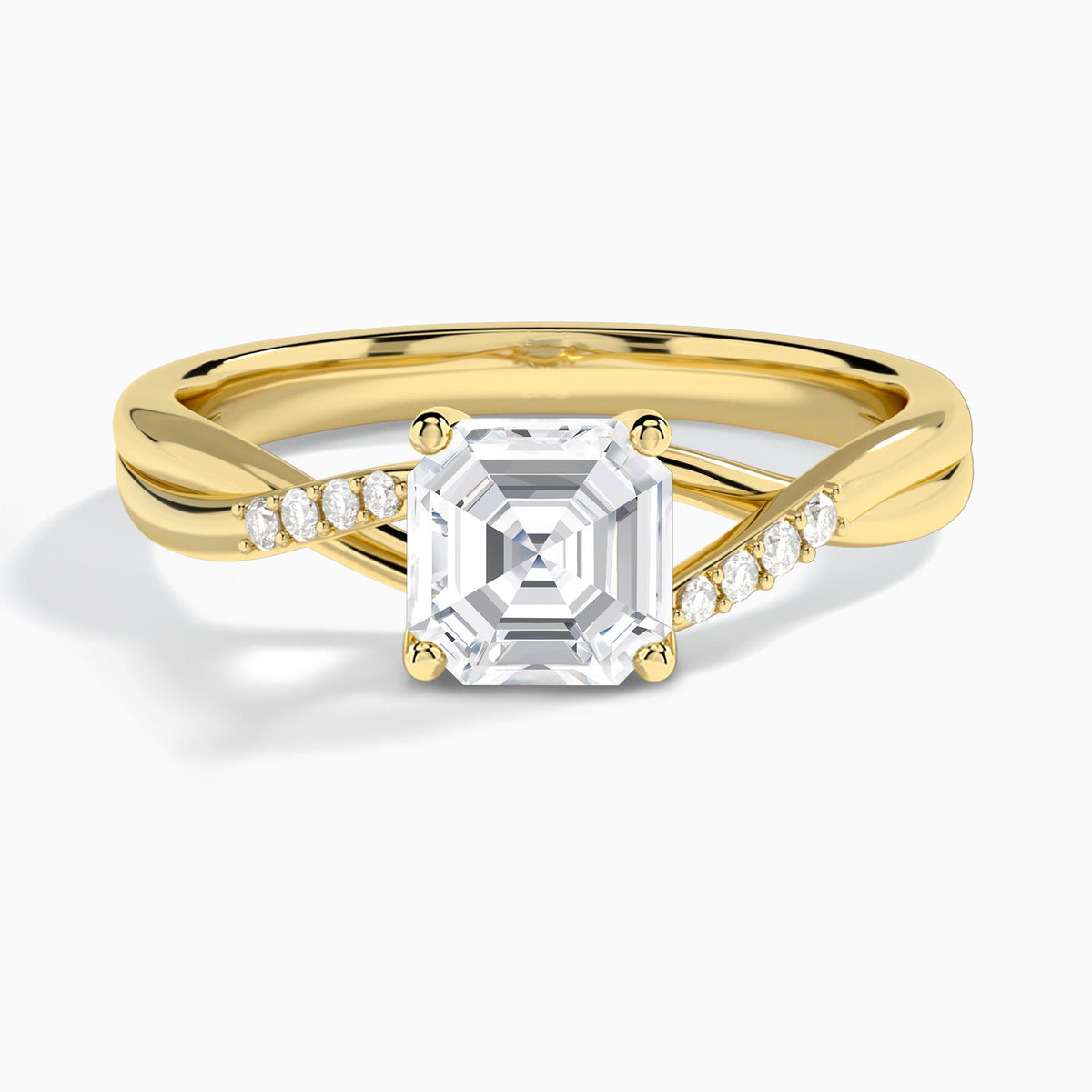 Asscher Cordelia Lab Grown Diamond Engagement Ring In 18K Yellow Gold - Lucenjuri
