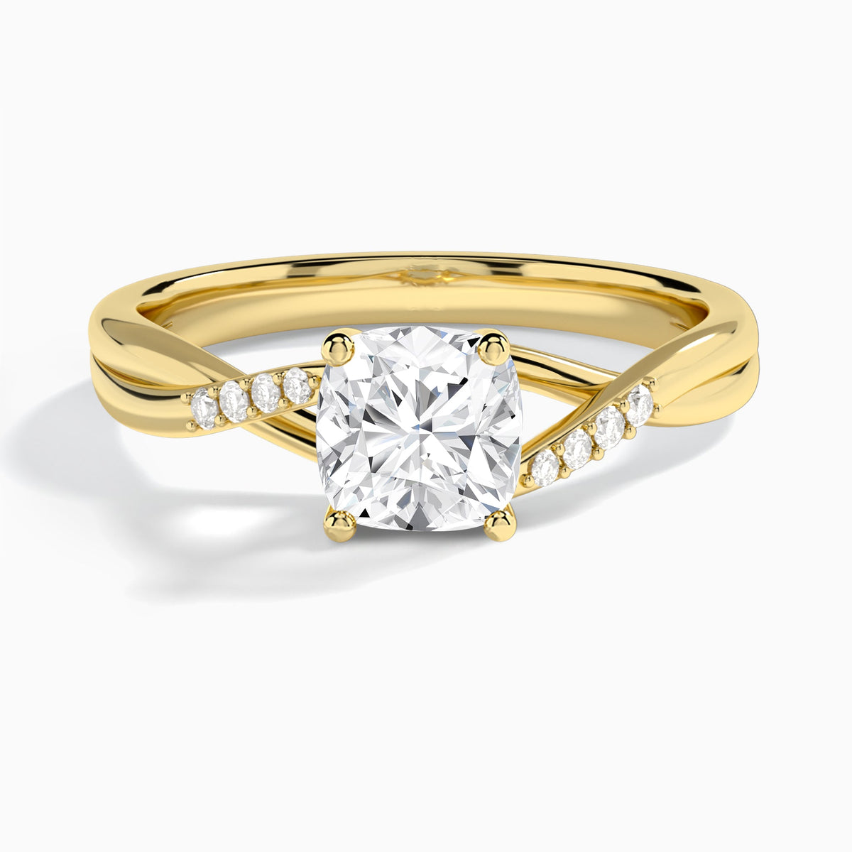 Cushion Cordelia Lab Grown Diamond Engagement Ring In 14K Yellow Gold - Lucenjuri