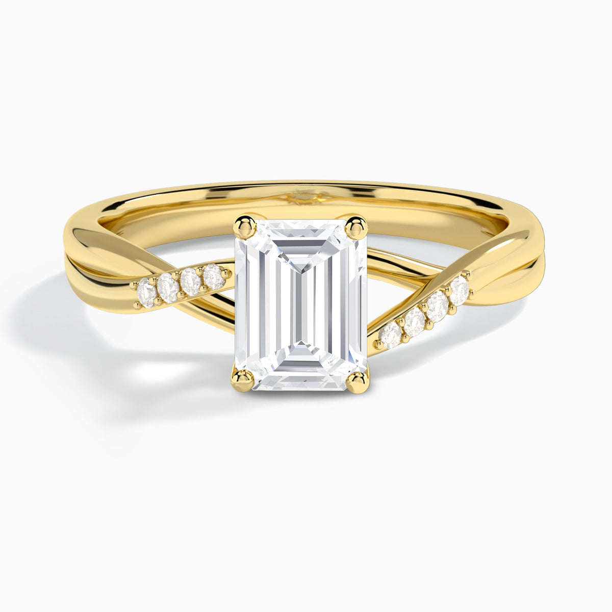 Emerald Cordelia Lab Grown Diamond Engagement Ring In 18K Yellow Gold - Lucenjuri