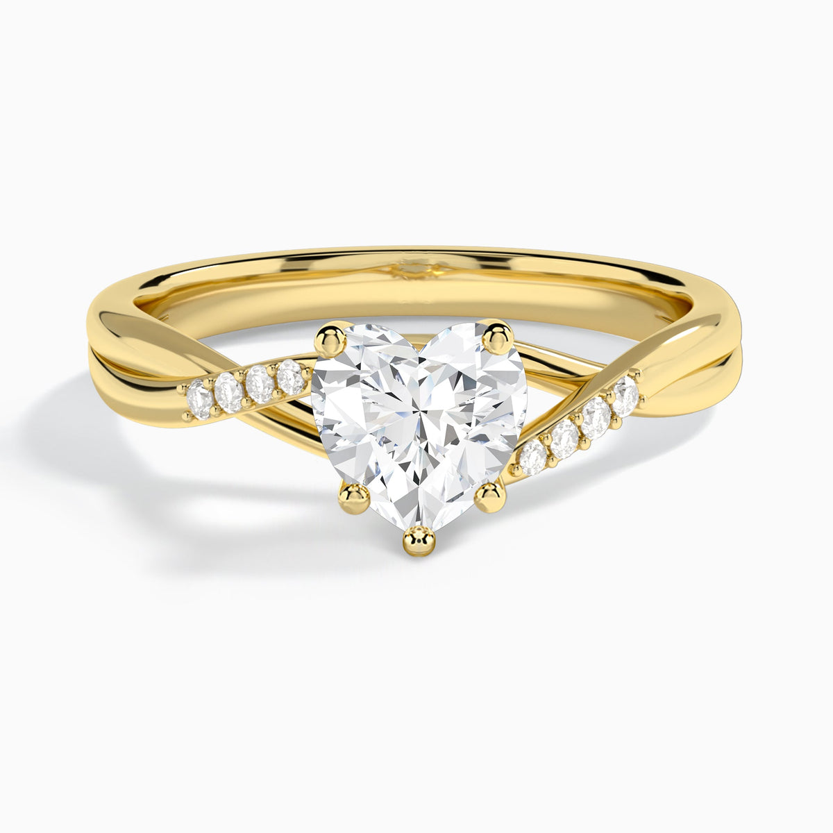 Heart Cordelia Lab Grown Diamond Engagement Ring In 18K Yellow Gold - Lucenjuri