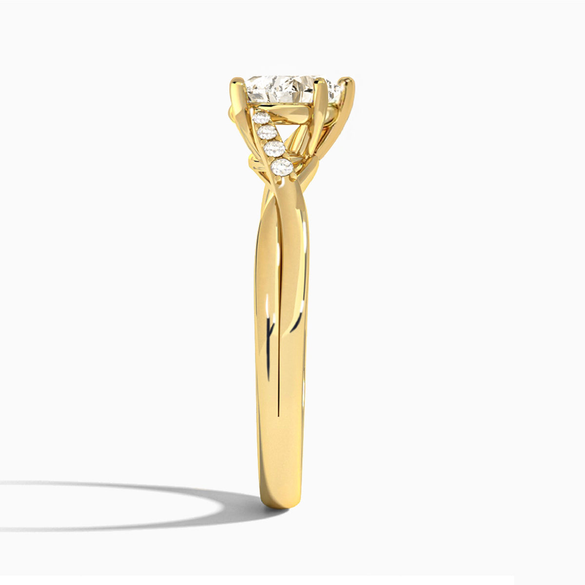 Heart Cordelia Lab Grown Diamond Engagement Ring In 18K Yellow Gold, Side View