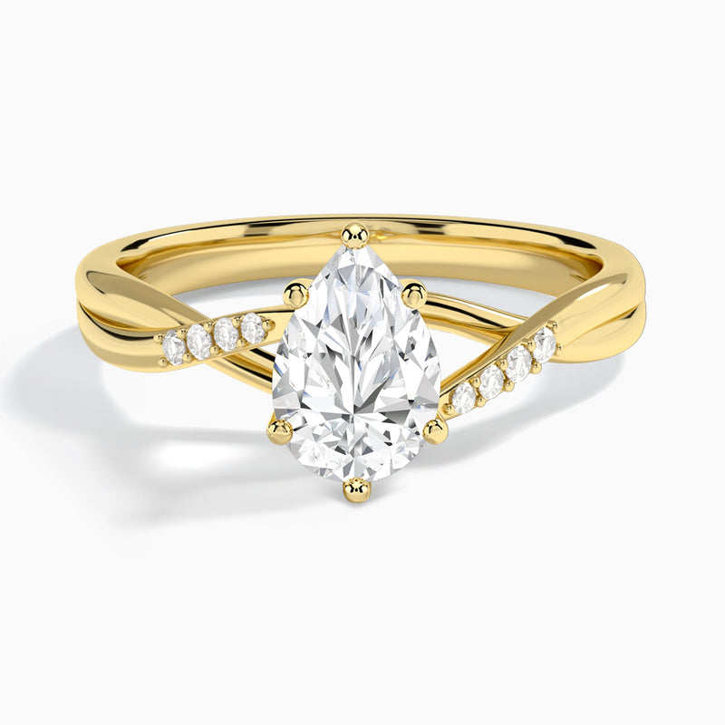 Pear Cordelia Lab Grown Diamond Engagement Ring In 14K Yellow Gold - Lucenjuri