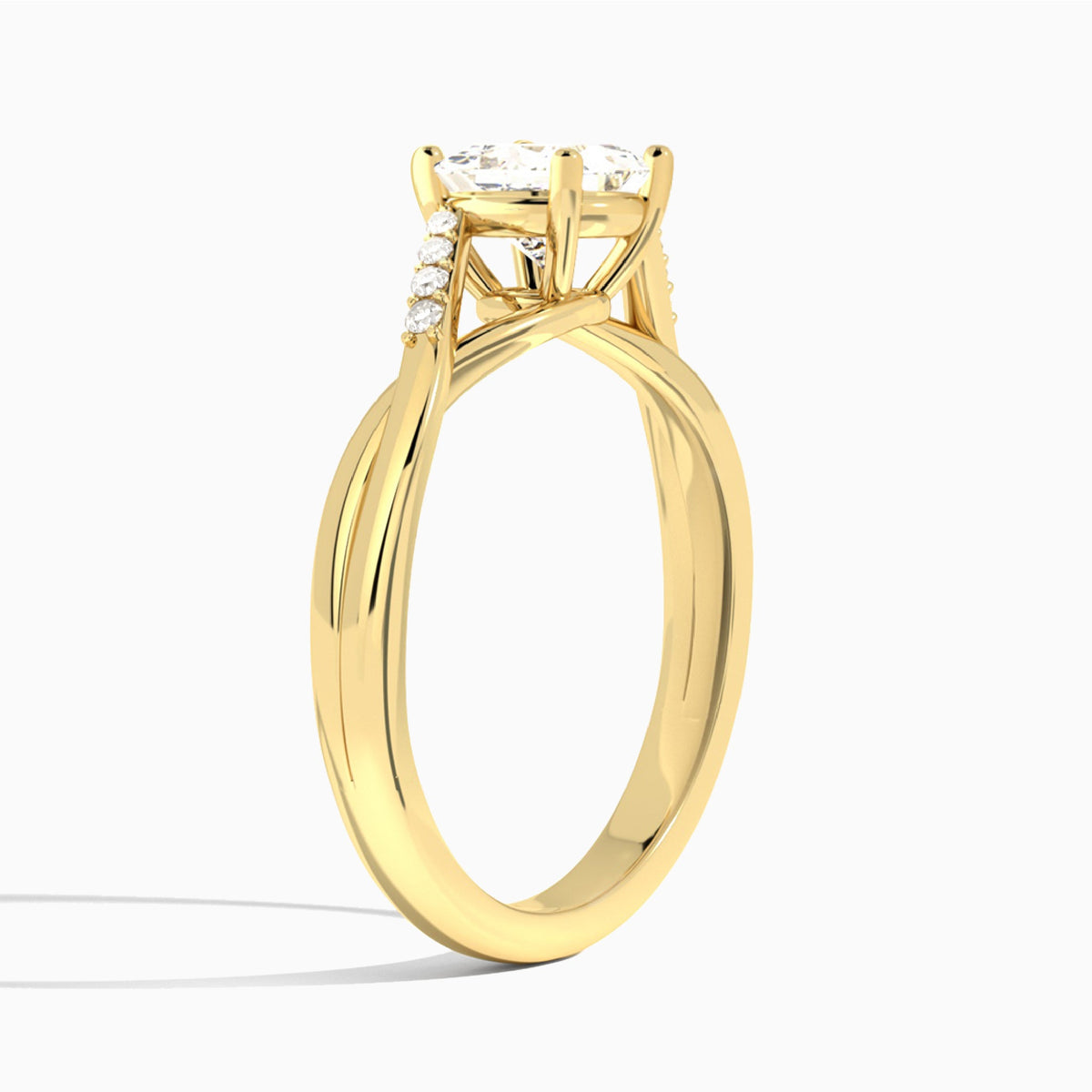 Princess Cordelia Lab Grown Diamond Engagement Ring In 14K Yellow Gold, Angle View