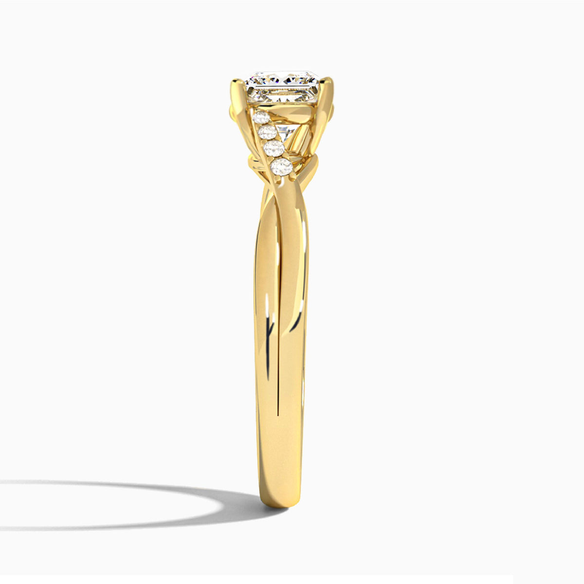 Princess Cordelia Lab Grown Diamond Engagement Ring In 18K Yellow Gold, Side View