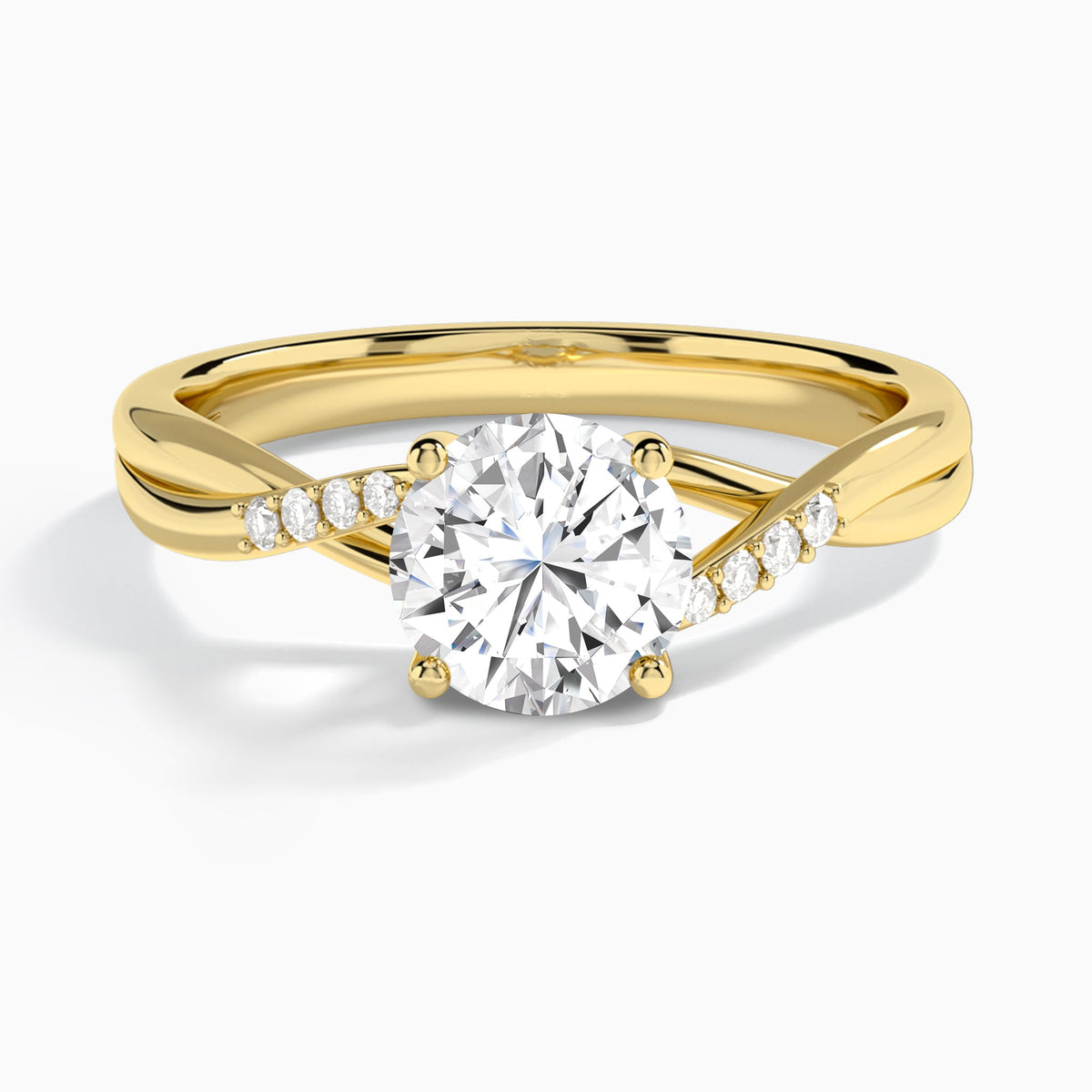 Round Cordelia Lab Grown Diamond Engagement Ring In 18K Yellow Gold - Lucenjuri