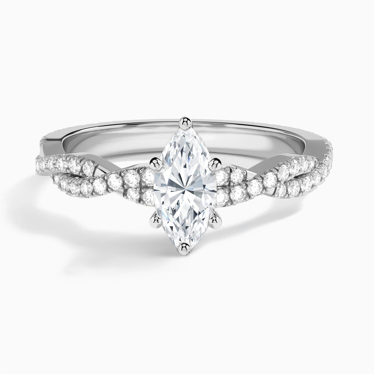 Marquise Luxe Twisted Vine Lab Grown Diamond Engagement Ring In Platinum - Lucenjuri