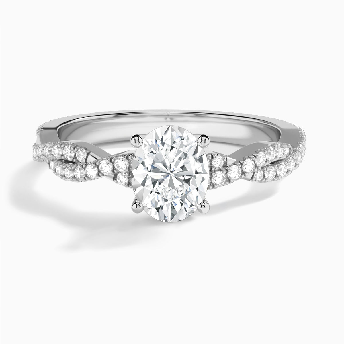 Oval Luxe Twisted Vine Lab Grown Diamond Engagement Ring In Platinum - Lucenjuri