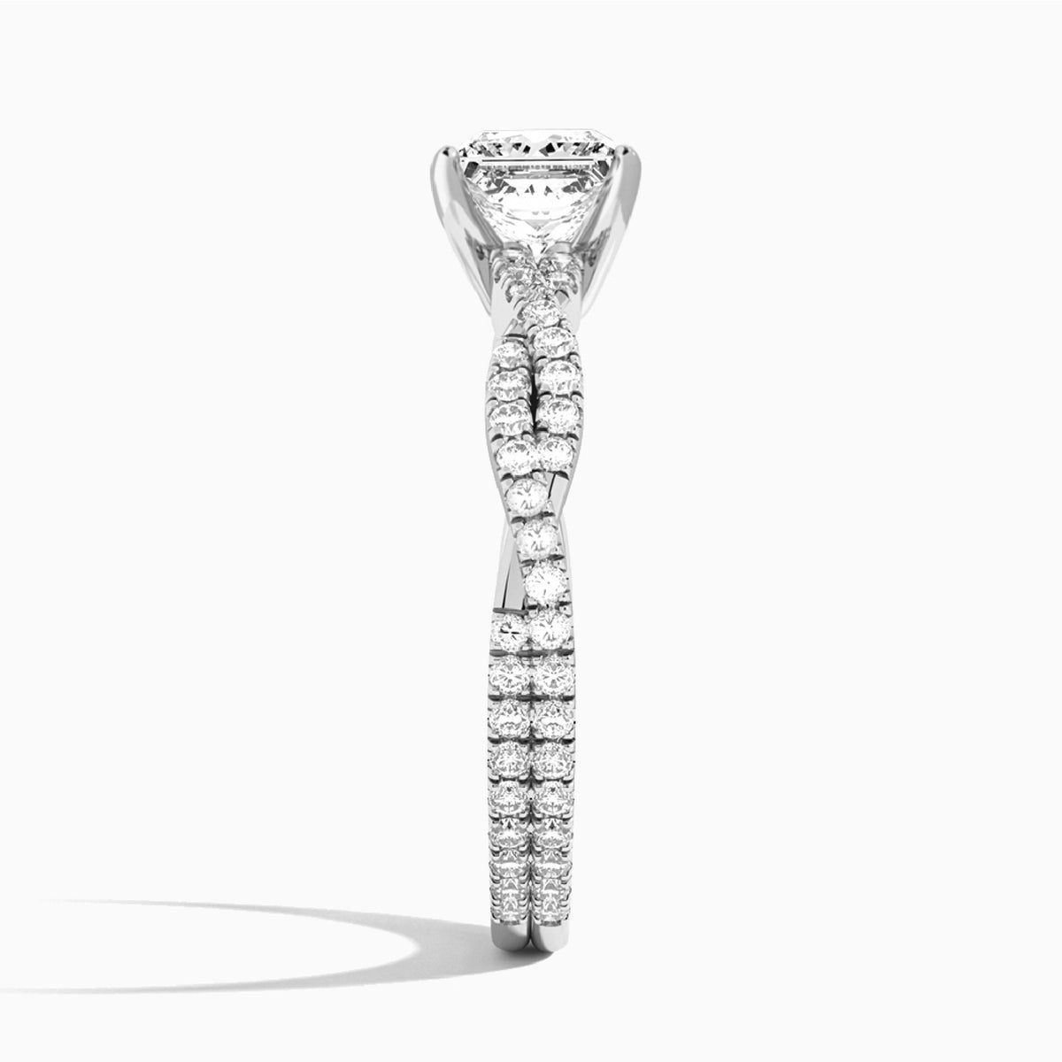 Princess Luxe Twisted Vine Lab Grown Diamond Engagement Ring In Platinum, Side View