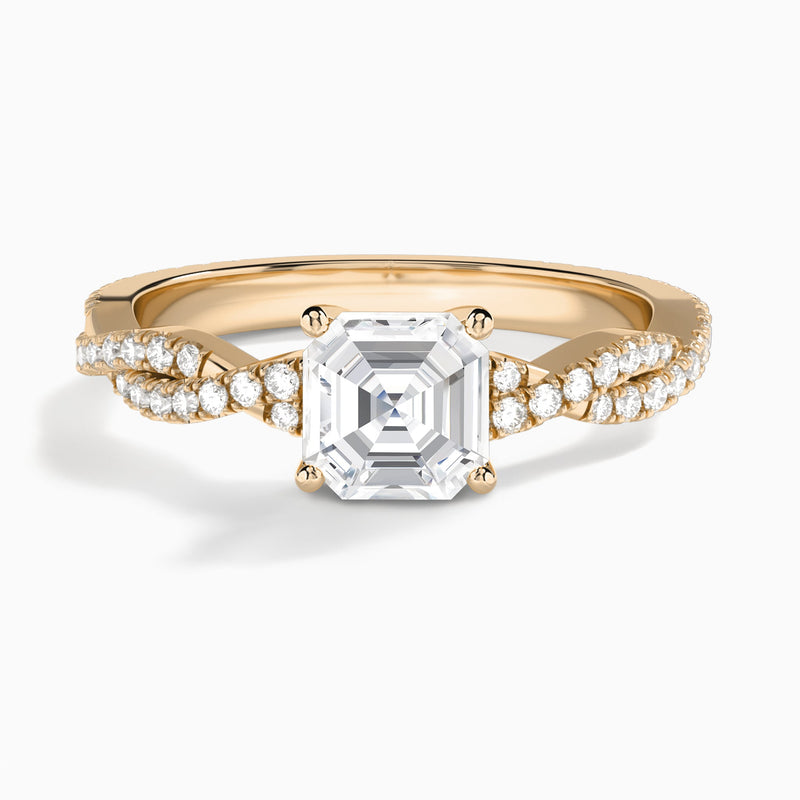 Asscher Luxe Twisted Vine Lab Diamond Engagement Ring In 14K Rose Gold - Lucenjuri