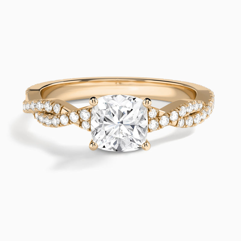 Cushion Luxe Twisted Vine Lab Diamond Engagement Ring In 14K Rose Gold - Lucenjuri